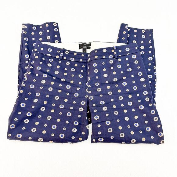 J. Crew Minnie Flower Printed Slacks Navy Pants Size 6 - Picture 4 of 8
